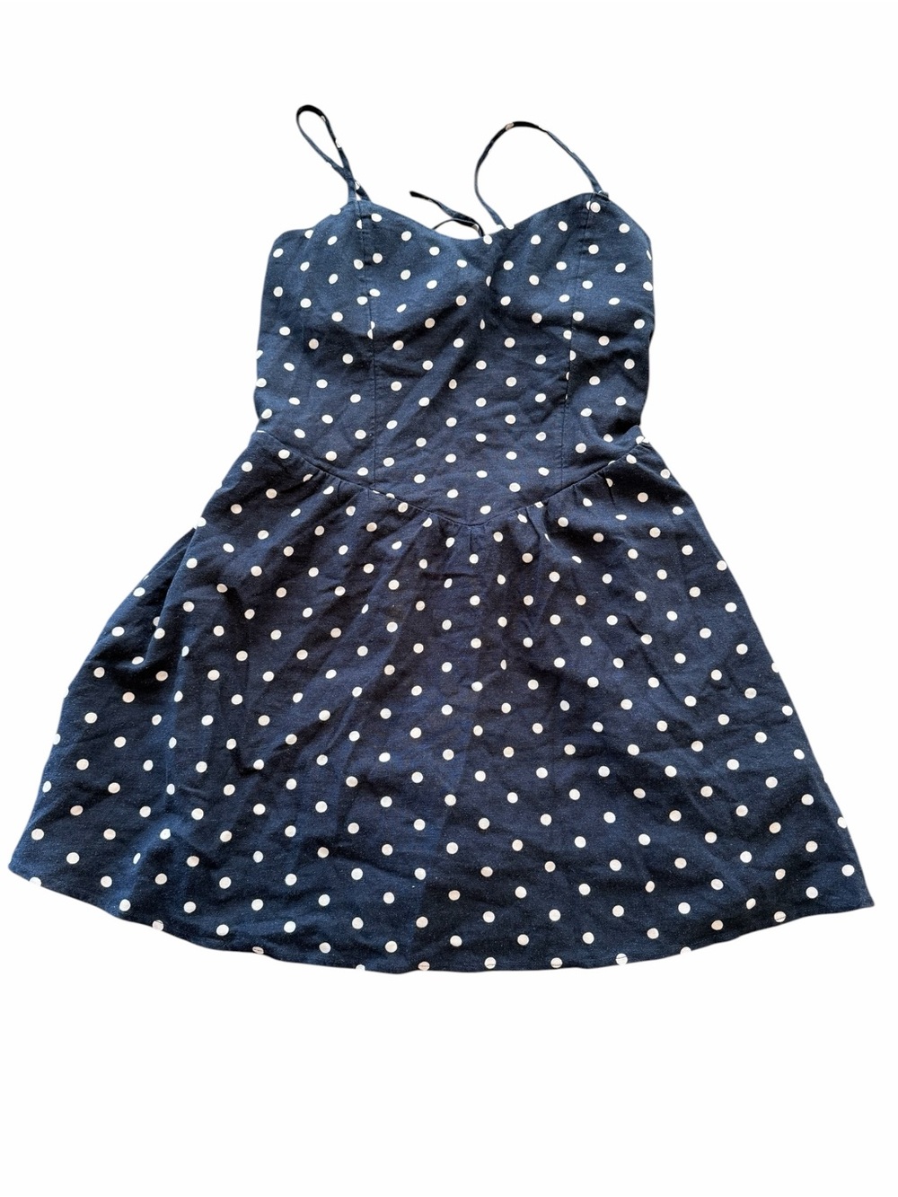 Hollister Navy Blue Polka Dot Skort Dress Cutout Back-M